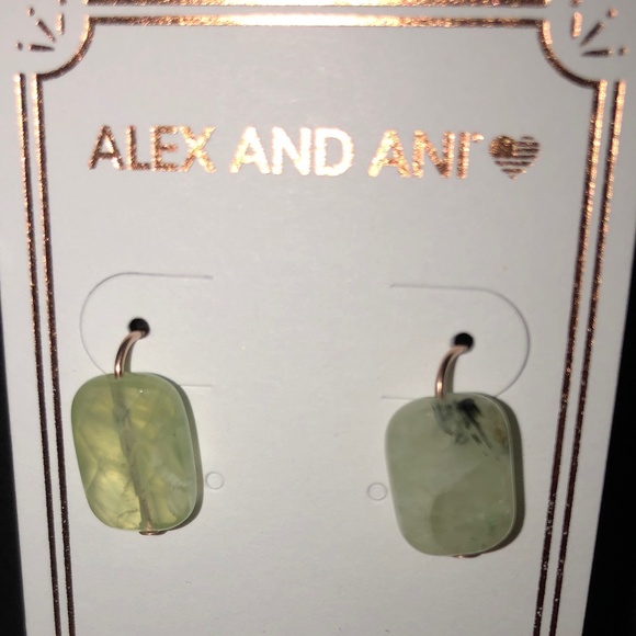 NWT ALEX AND ANI SEMI PRECIOUS GREEN  STONE DROPLETS - Picture 3 of 4
